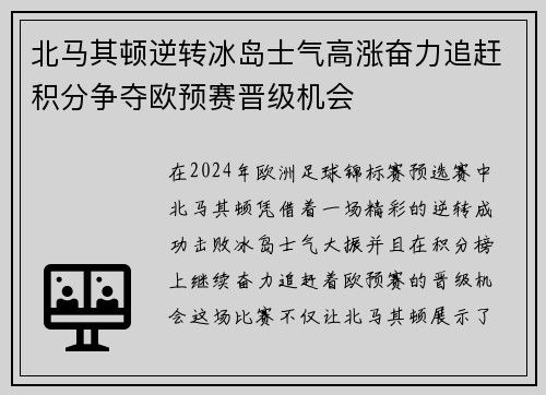 北马其顿逆转冰岛士气高涨奋力追赶积分争夺欧预赛晋级机会